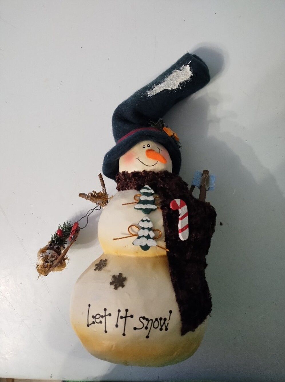 Artisan Made Holiday Snowman Table Decor Let It Snow
